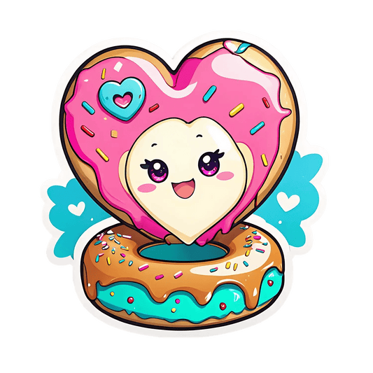Cute Heart Donut - Sticker - Heat Press Transfer