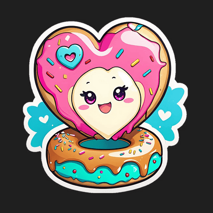 Cute Heart Donut - Sticker - Heat Press Transfer
