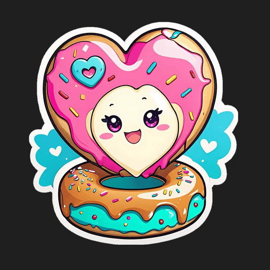 Cute Heart Donut - Sticker - Heat Press Transfer