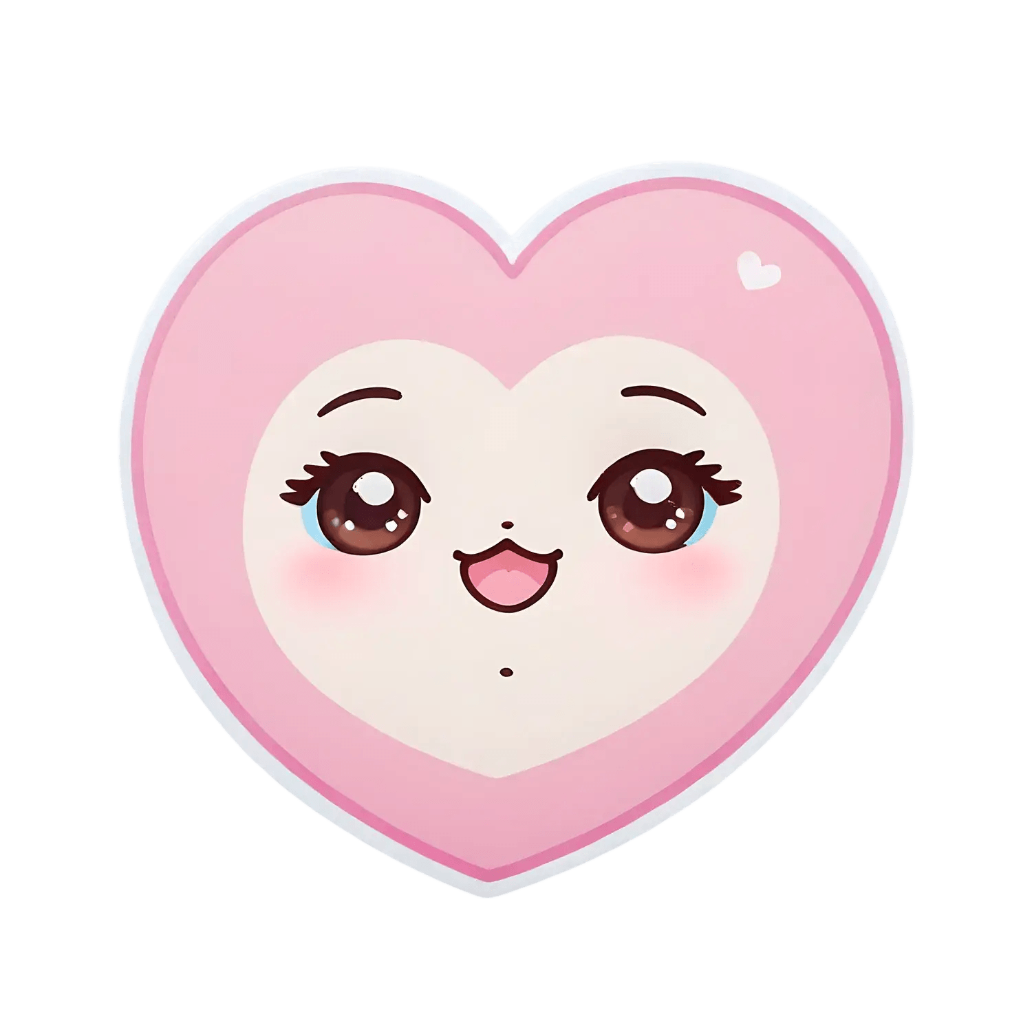 Cute Heart Face - Pink Sticker - Heat Press Transfer