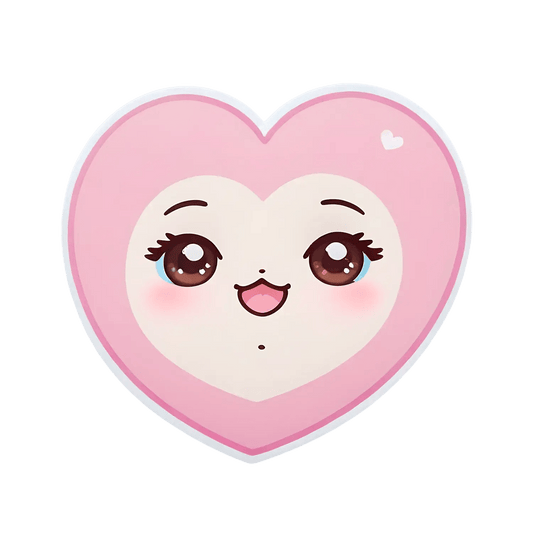 Cute Heart Face - Pink Sticker - Heat Press Transfer