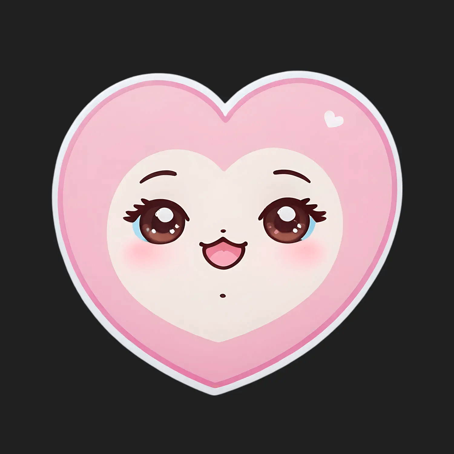Cute Heart Face - Pink Sticker - Heat Press Transfer