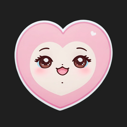 Cute Heart Face - Pink Sticker - Heat Press Transfer
