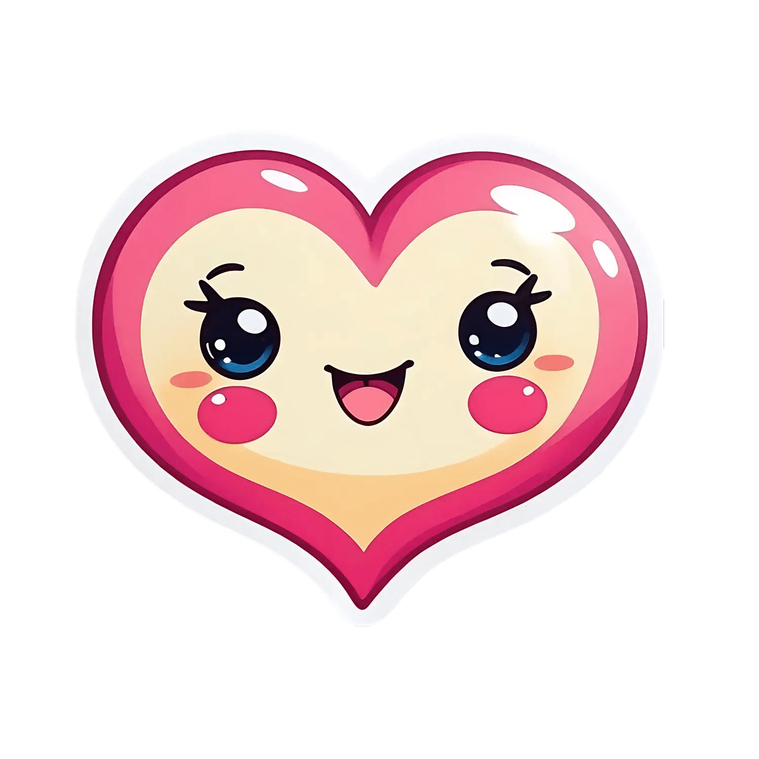 Cute Heart Face Sticker - UV DTF Sticker - Heat Press Transfer