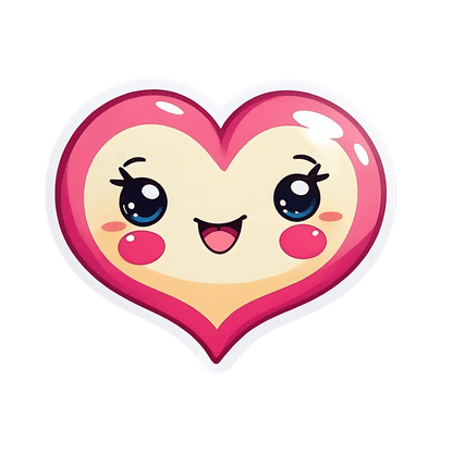 Cute Heart Face Sticker - UV DTF Sticker - Heat Press Transfer