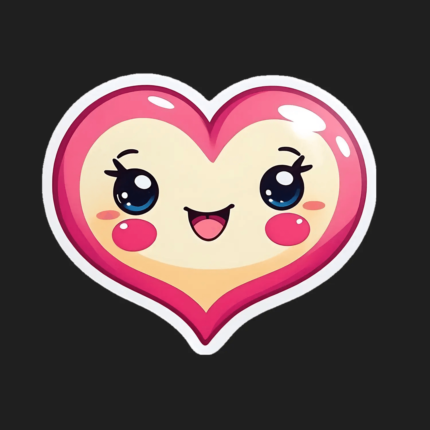 Cute Heart Face Sticker - UV DTF Sticker - Heat Press Transfer