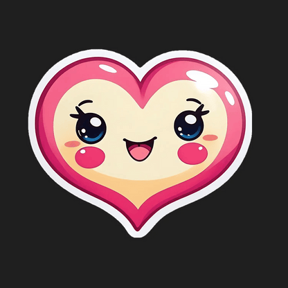 Cute Heart Face Sticker - UV DTF Sticker - Heat Press Transfer