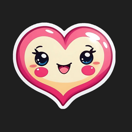 Cute Heart Face Sticker - UV DTF Sticker - Heat Press Transfer