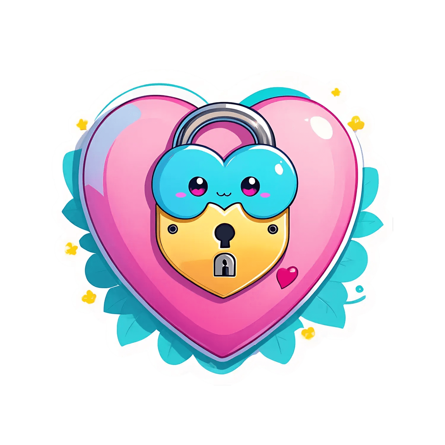 Cute Heart Lock - Sticker - Heat Press Transfer