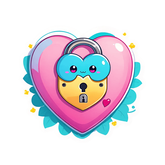 Cute Heart Lock - Sticker - Heat Press Transfer