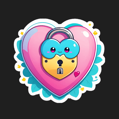 Cute Heart Lock - Sticker - Heat Press Transfer