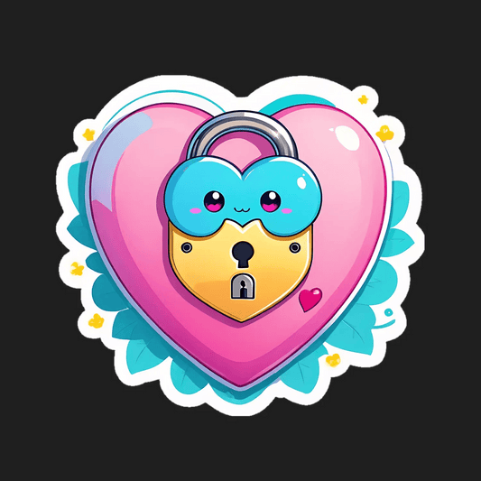 Cute Heart Lock - Sticker - Heat Press Transfer