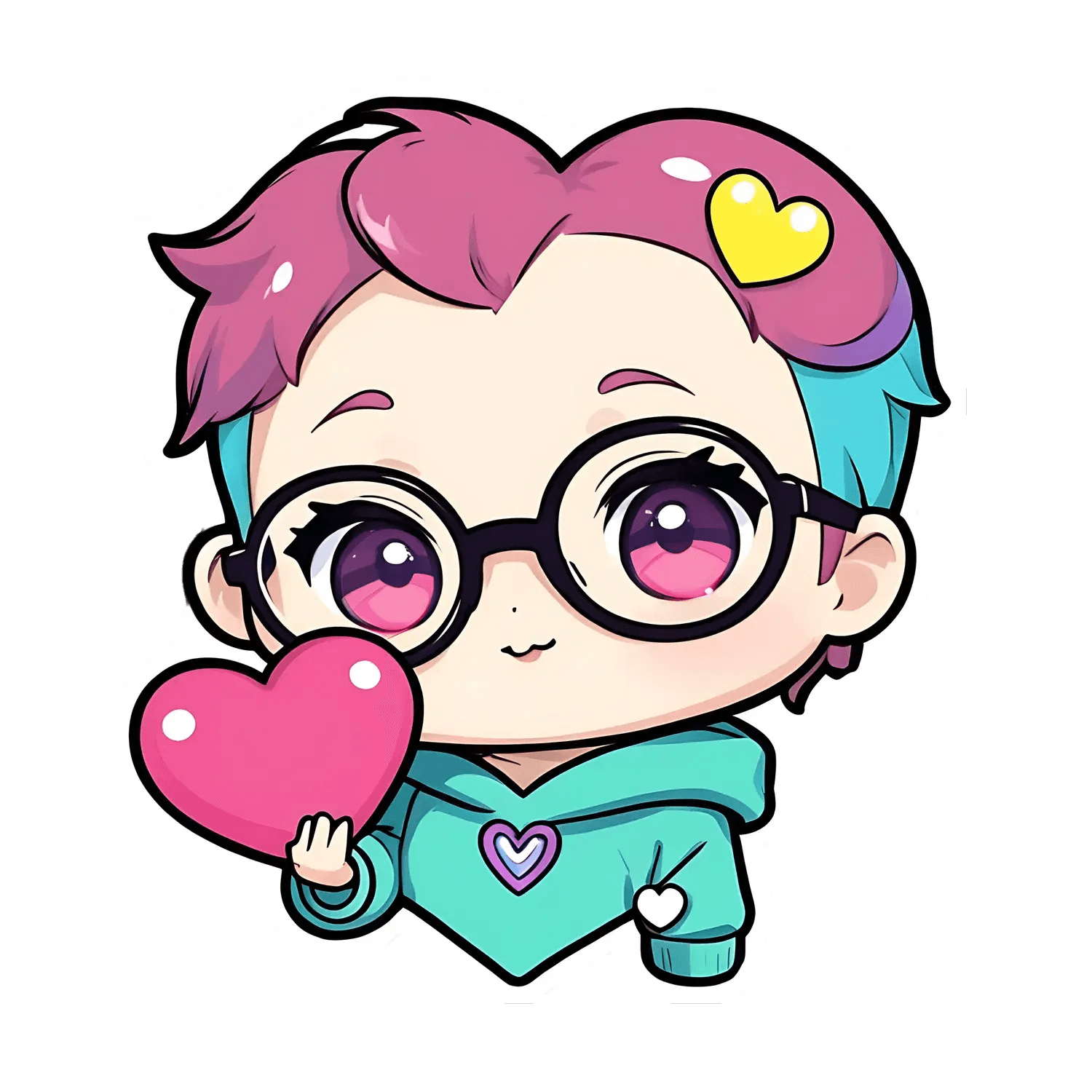 Cute Heart Love - Sticker - Heat Press Transfer