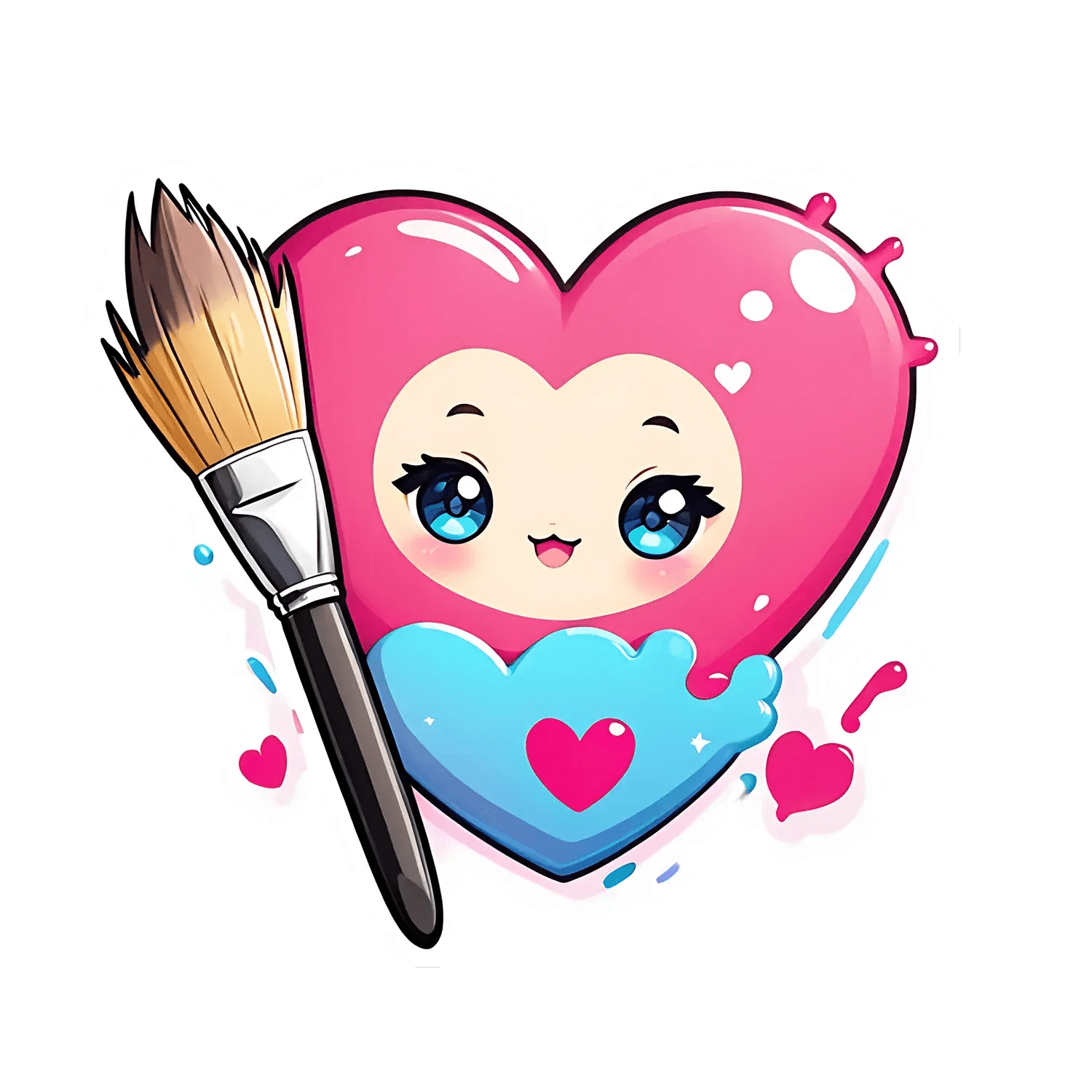Cute Heart Paintbrush - Artistic Sticker - Heat Press Transfer
