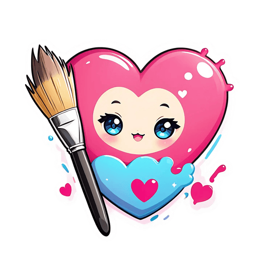 Cute Heart Paintbrush - Artistic Sticker - Heat Press Transfer