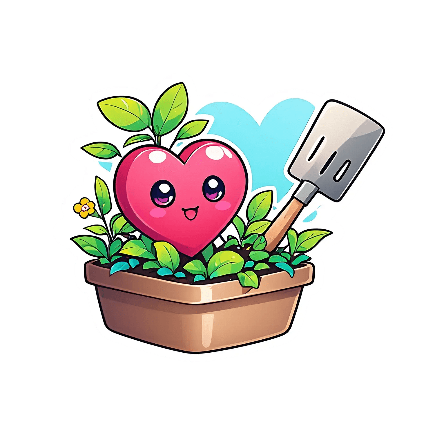 Cute Heart Plant - Gardening Sticker - Heat Press Transfer