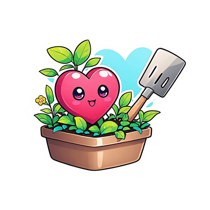 Cute Heart Plant - Gardening Sticker - Heat Press Transfer