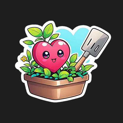 Cute Heart Plant - Gardening Sticker - Heat Press Transfer