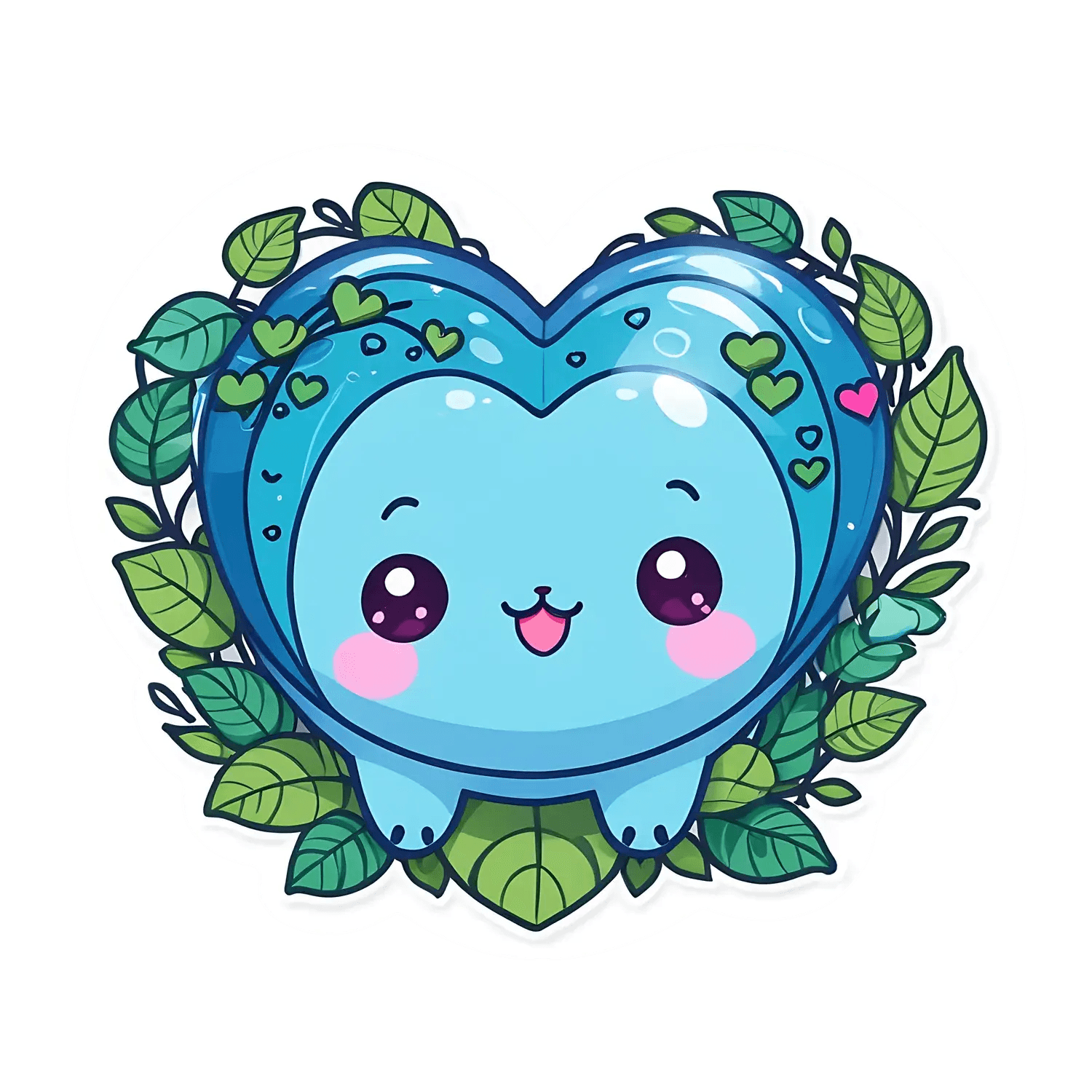 Cute Heart Sticker - Adorable Blue Design - Heat Press Transfer