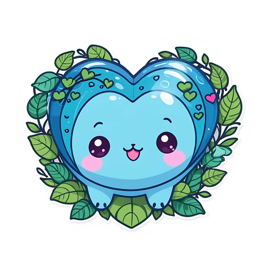 Cute Heart Sticker - Adorable Blue Design - Heat Press Transfer