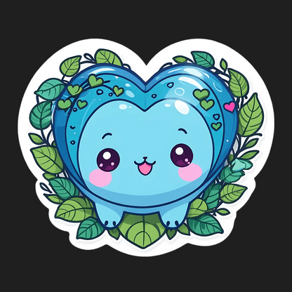 Cute Heart Sticker - Adorable Blue Design - Heat Press Transfer