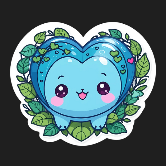 Cute Heart Sticker - Adorable Blue Design - Heat Press Transfer