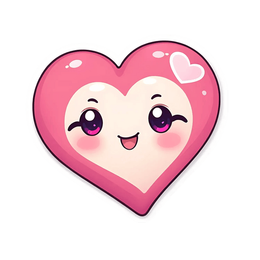 Cute Heart Sticker - Shimmering Pink Love Design - Heat Press Transfer