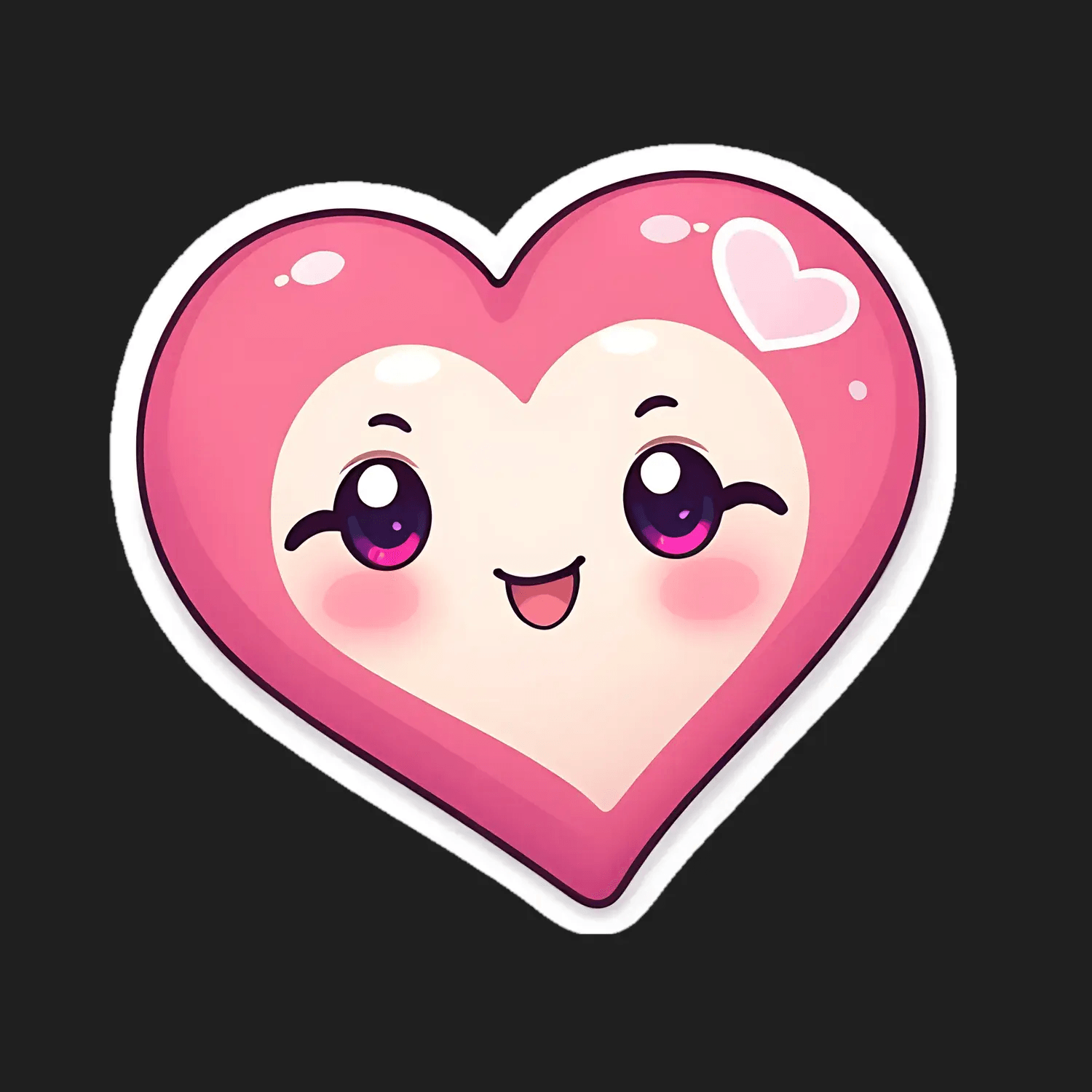 Cute Heart Sticker - Shimmering Pink Love Design - Heat Press Transfer