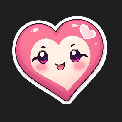 Cute Heart Sticker - Shimmering Pink Love Design - Heat Press Transfer