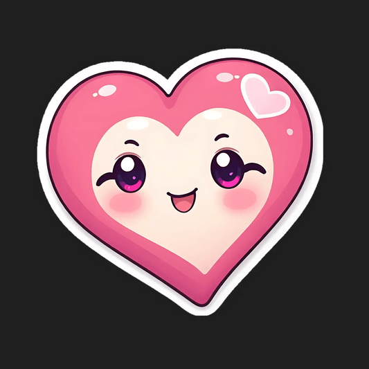 Cute Heart Sticker - Shimmering Pink Love Design - Heat Press Transfer