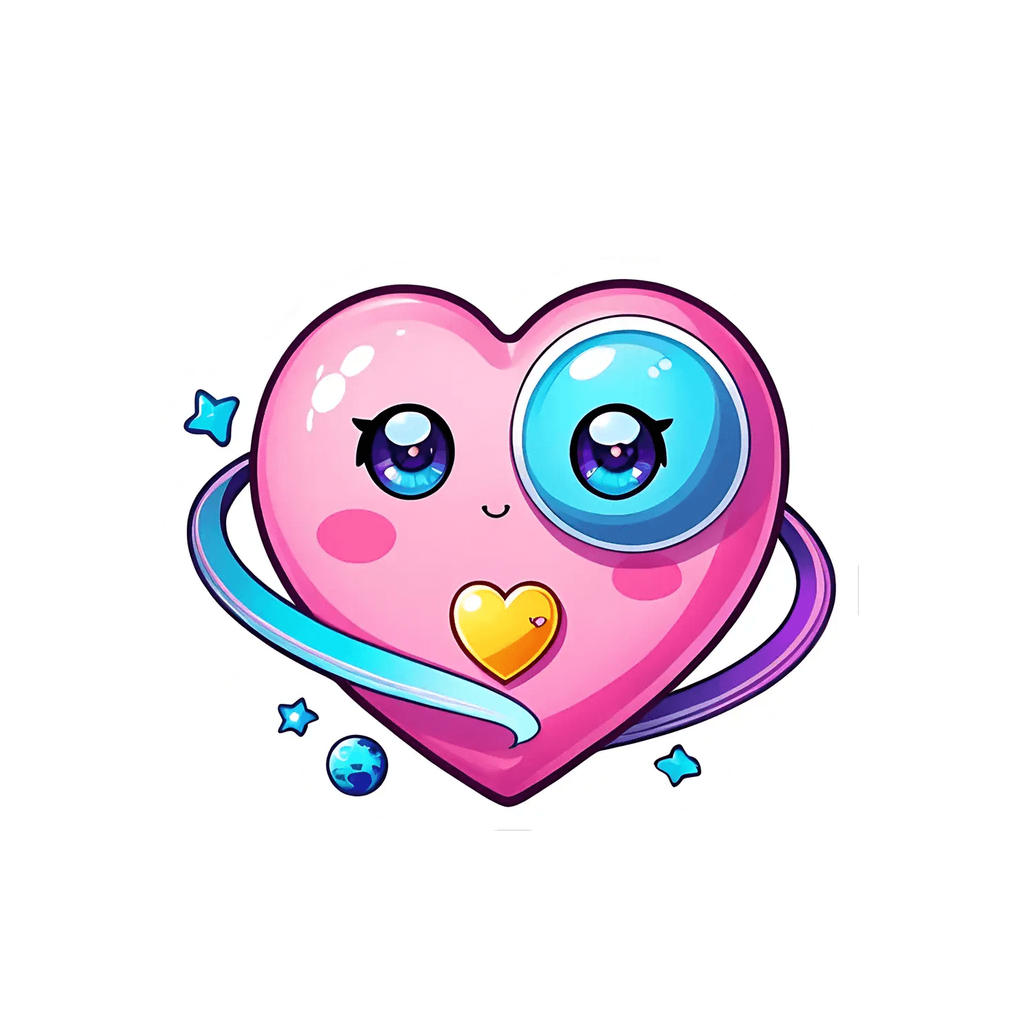 Cute Heart Sticker - Vibrant UV DTF - Heat Press Transfer