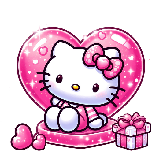 Cute Hello Kitty Valentine's Gift Design - DTF Ready To Press - Heat Press Transfer