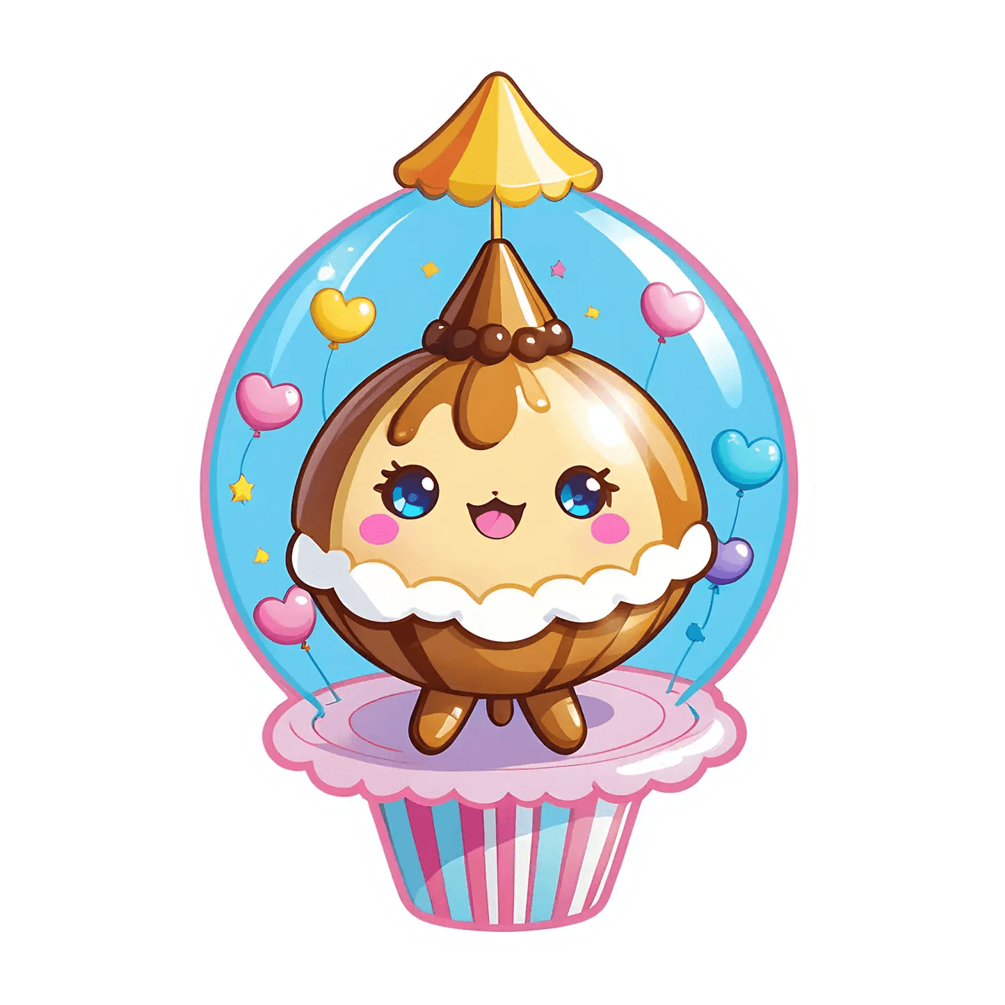 Cute Ice Cream Cone Sticker - Adorable Cartoon Decal - Heat Press Transfer