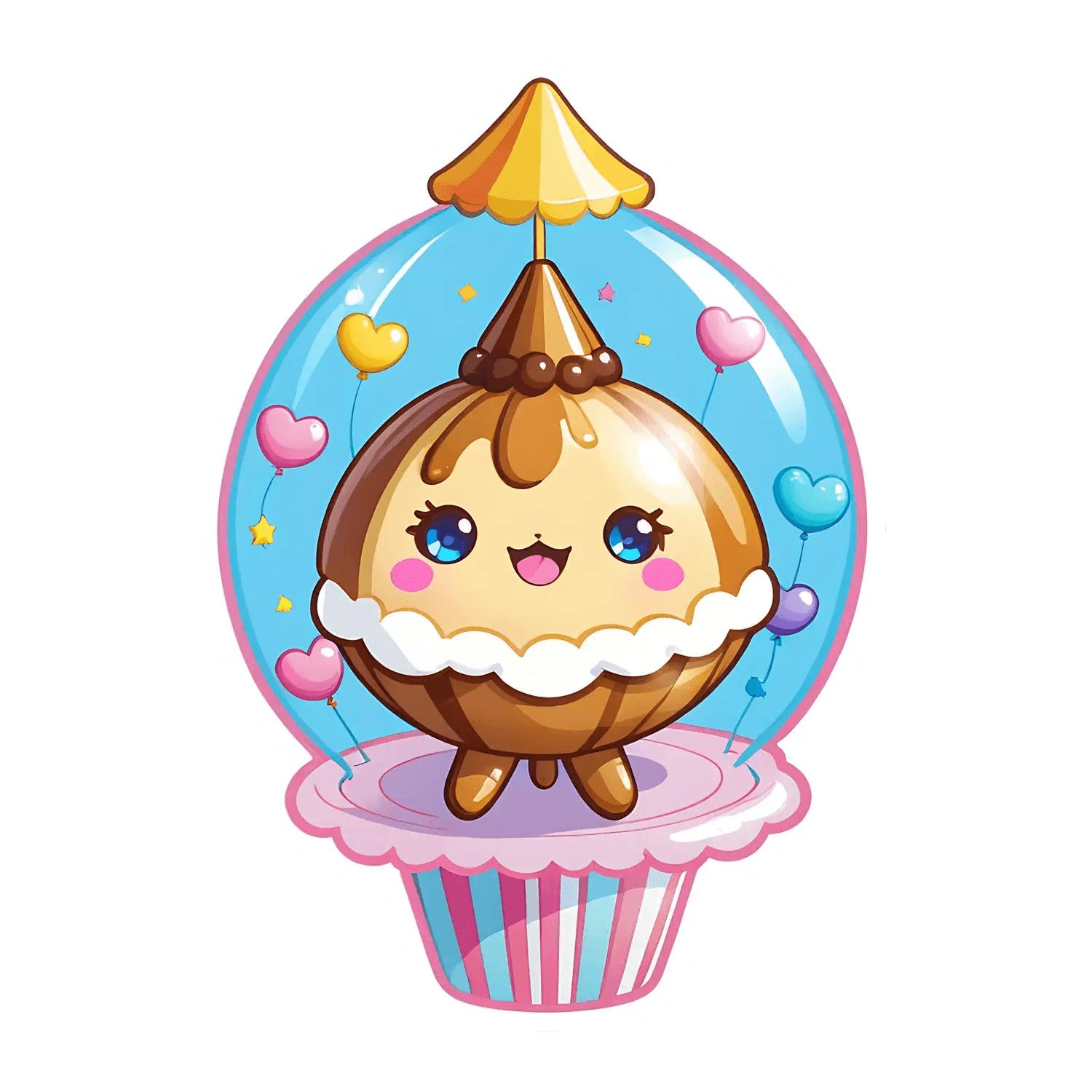 Cute Ice Cream Cone Sticker - Adorable Cartoon Decal - Heat Press Transfer
