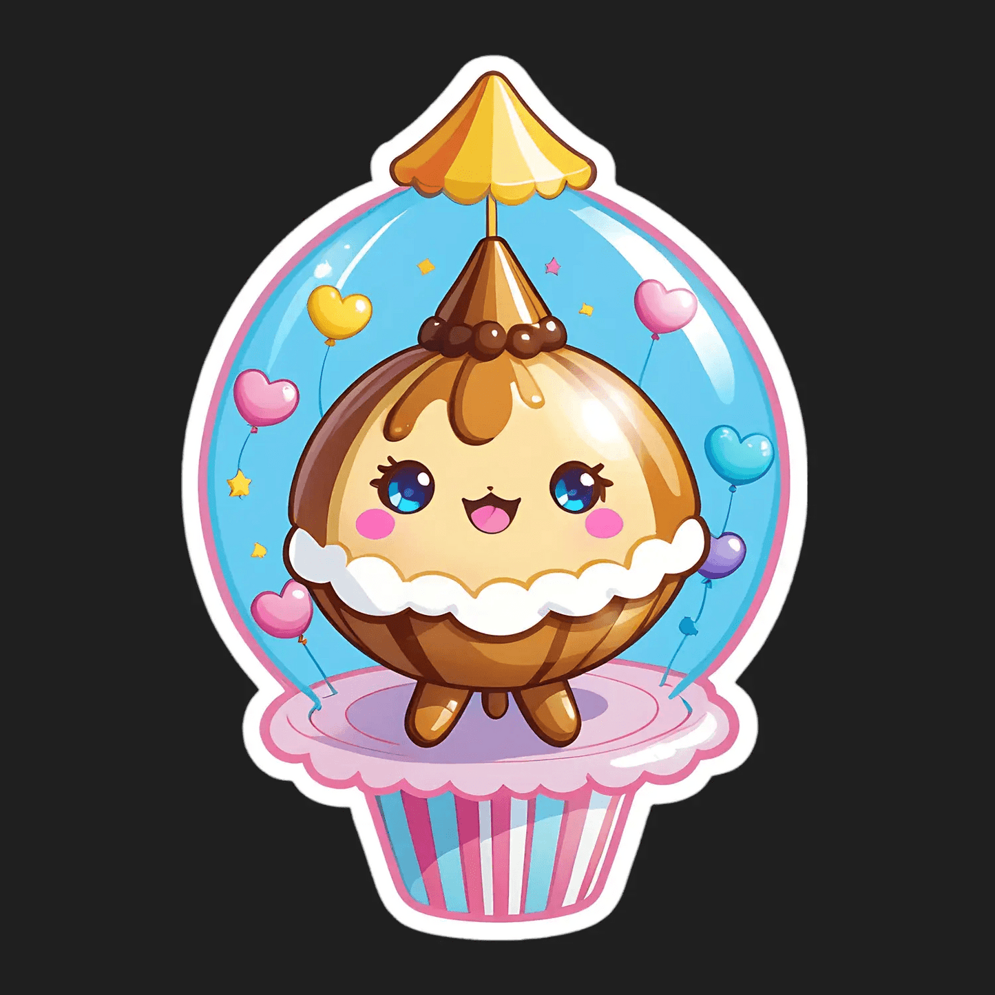 Cute Ice Cream Cone Sticker - Adorable Cartoon Decal - Heat Press Transfer
