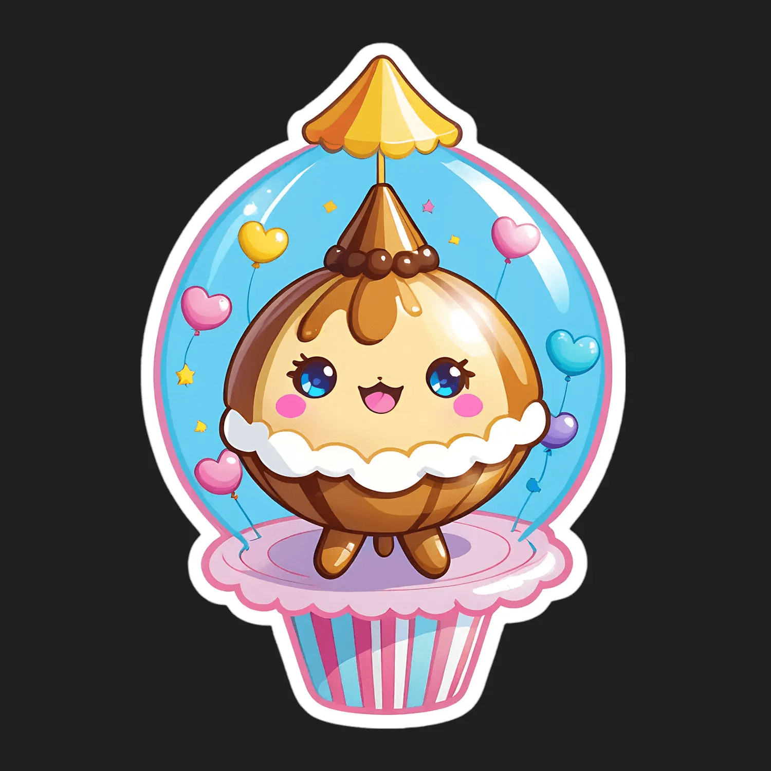 Cute Ice Cream Cone Sticker - Adorable Cartoon Decal - Heat Press Transfer
