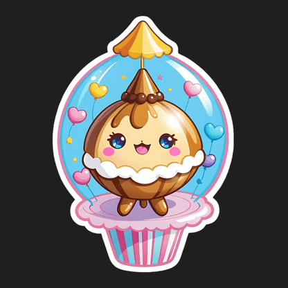Cute Ice Cream Cone Sticker - Adorable Cartoon Decal - Heat Press Transfer
