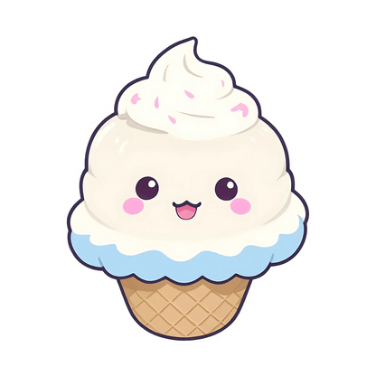 Cute Ice Cream Cone - Sticker - Heat Press Transfer