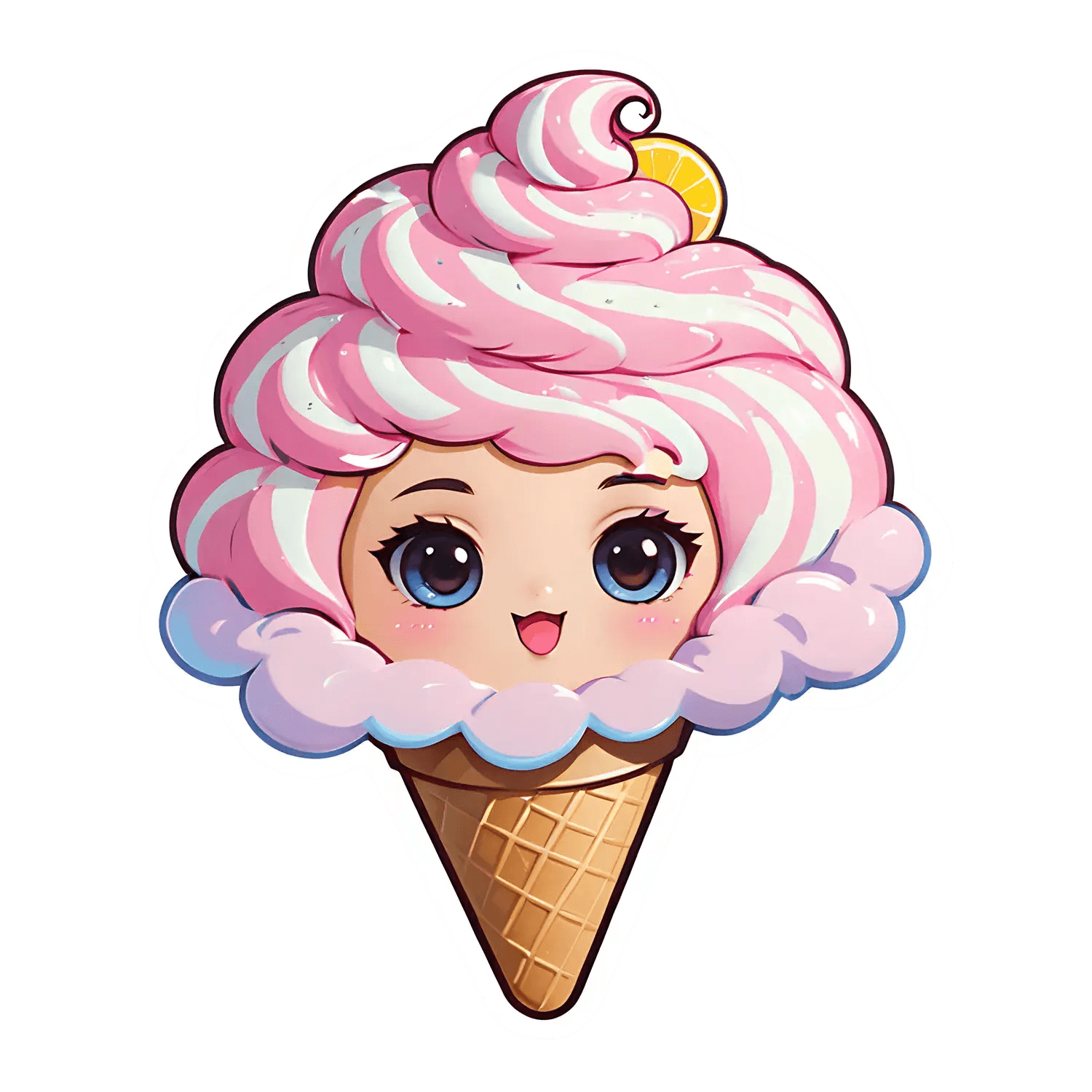 Cute Ice Cream Girl - Sticker - Heat Press Transfer