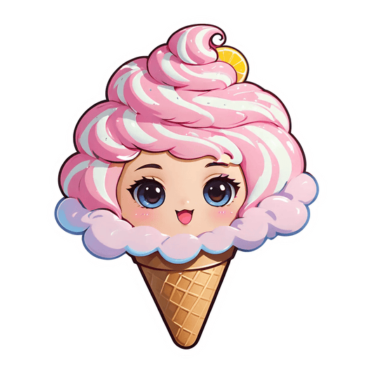 Cute Ice Cream Girl - Sticker - Heat Press Transfer