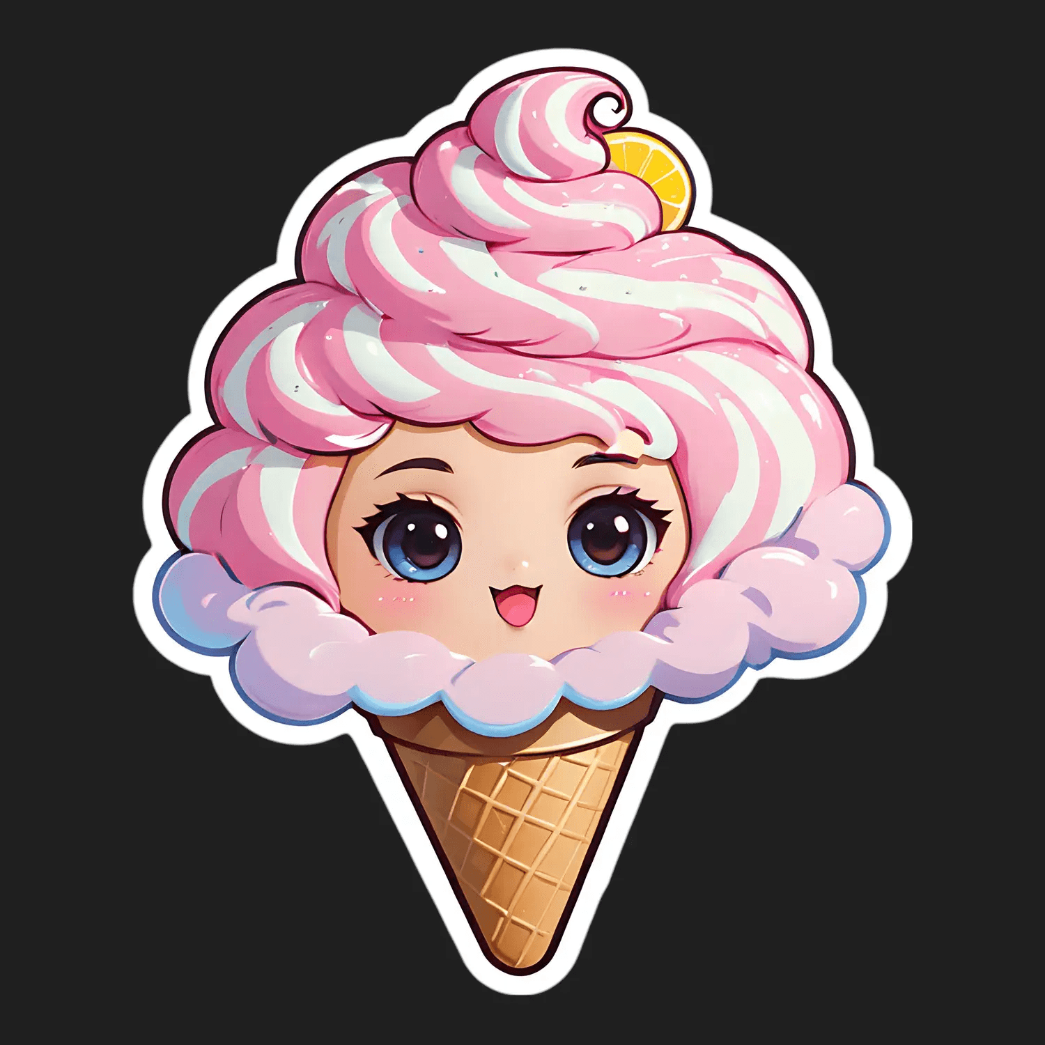 Cute Ice Cream Girl - Sticker - Heat Press Transfer