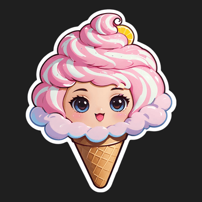 Cute Ice Cream Girl - Sticker - Heat Press Transfer