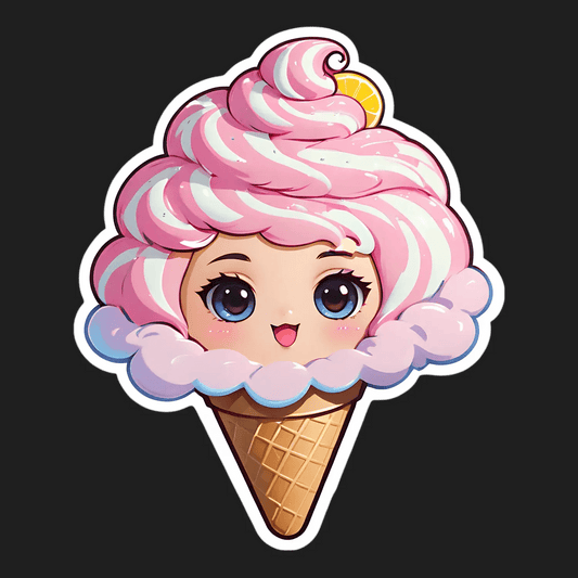 Cute Ice Cream Girl - Sticker - Heat Press Transfer