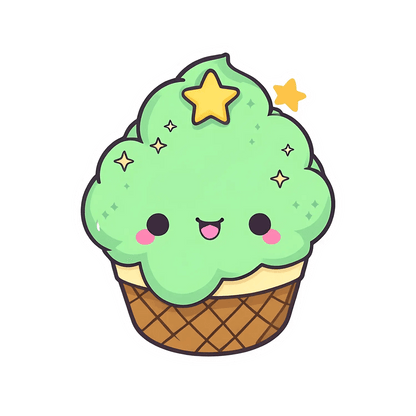 Cute Ice Cream Sticker - Adorable Dessert Theme - Heat Press Transfer