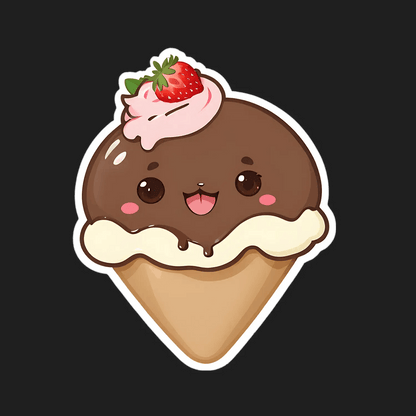 Cute Ice Cream - Sticker - Heat Press Transfer