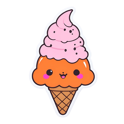 Cute Ice Cream - Sticker - Heat Press Transfer