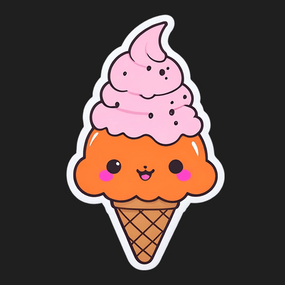Cute Ice Cream - Sticker - Heat Press Transfer