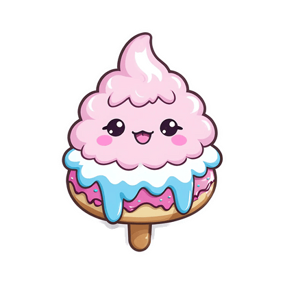 Cute Ice Cream - Sticker - Heat Press Transfer