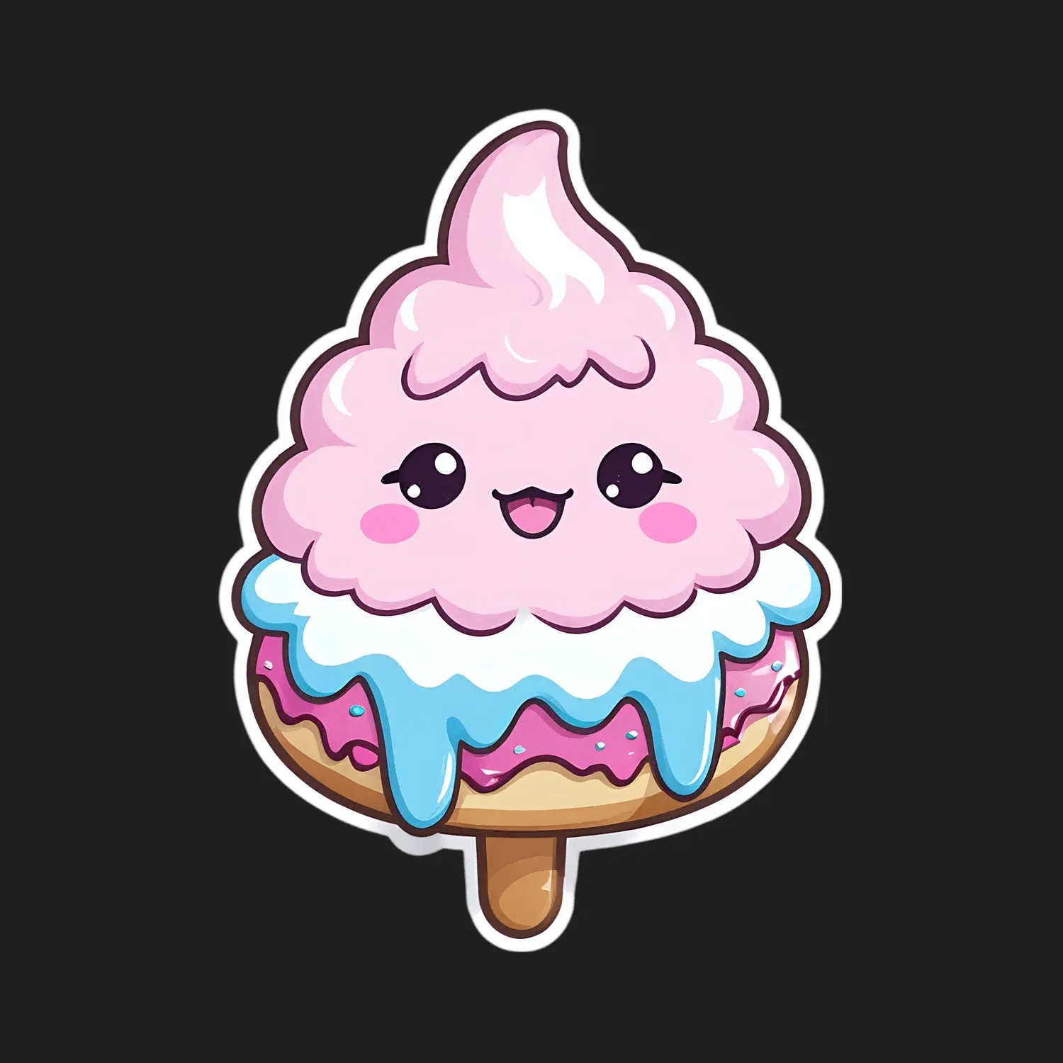 Cute Ice Cream - Sticker - Heat Press Transfer