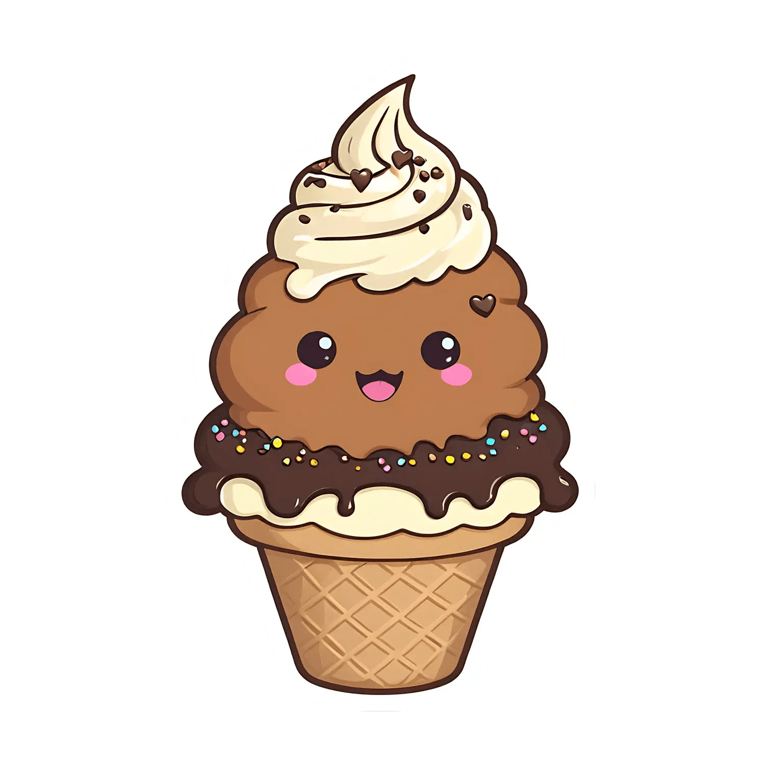 Cute Ice Cream - Sticker - Heat Press Transfer